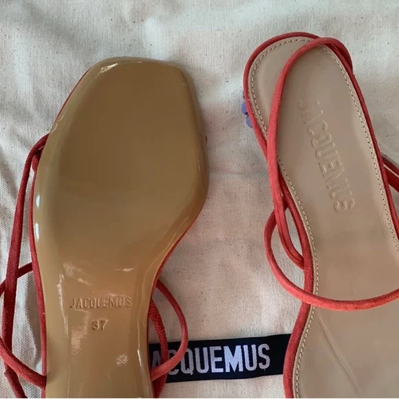 NEW JACQUEMUS Pink 'les Sandales Manosque' Heeled Sandals Size 37 - Picture 3 of 5